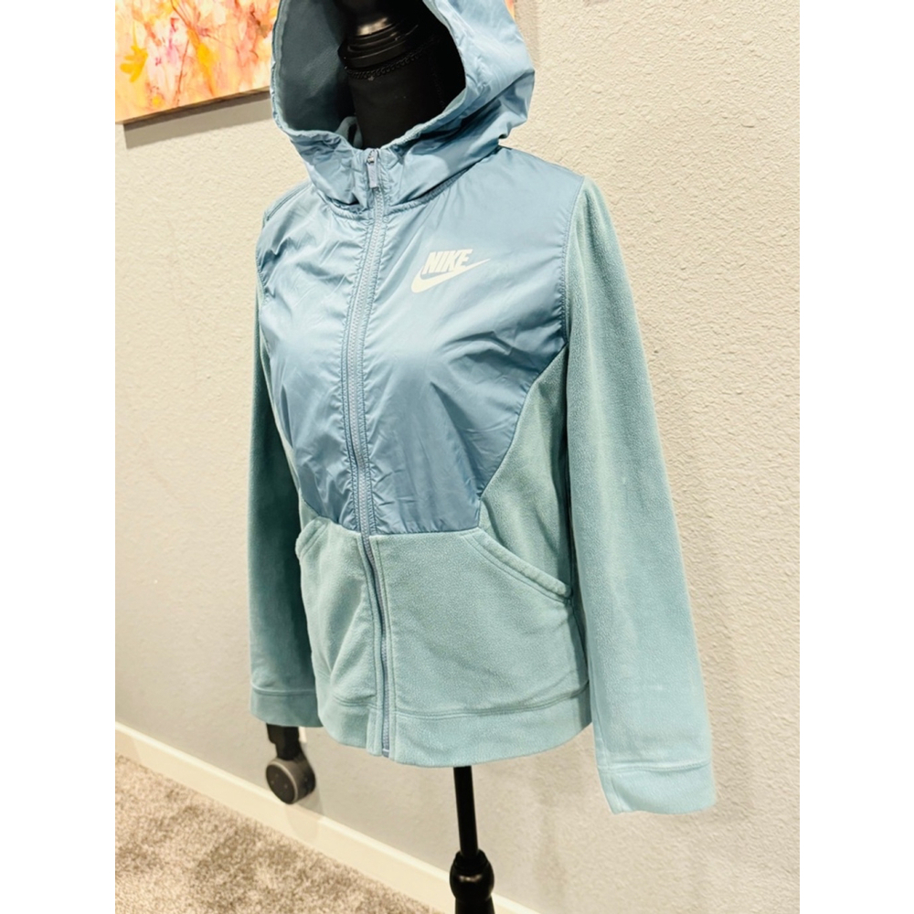 Nike Women's Light Blue Hooded Fleece Jacket - Size XL - Picture 2 of 9